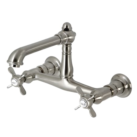 Kingston Brass KS7248BEX Two-Handle Wall Mount Bathroom Faucet, Brushed Nickel KS7248BEX